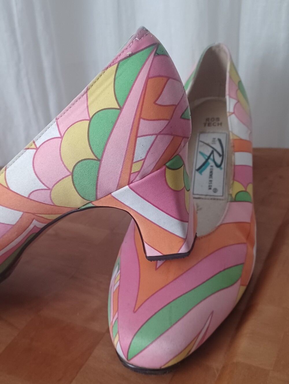 Vintage Pink & Green Patterned Women's Pumps by Ross Hommerson